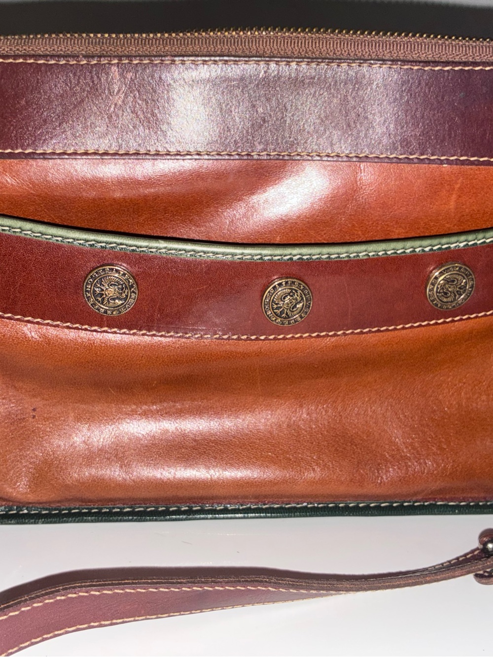 Brahmin Two-Tone Brown and Tan Leather Crossbody Wristlet